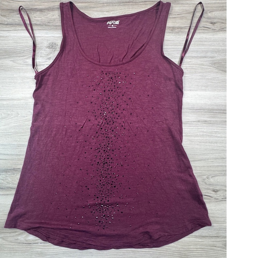 Apt 9 Womens Plum Purple Studded Embellished Rayon Tank Top Size‎ M Scoop Neck
